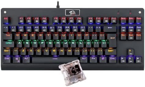 Teclado Mecânico Redragon Dark Avenger Preto Iluminação Rainbow Switch Marrom K568R - imagem 1