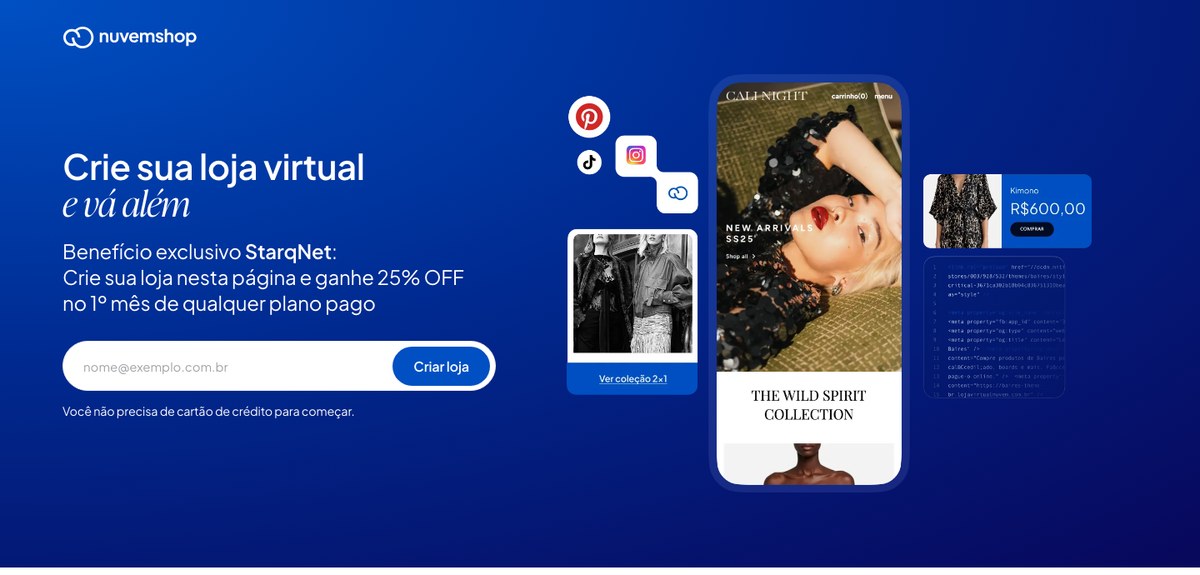 Página de parceiro da Nuvemshop com 25% de desconto no primeiro mês de qualquer plano pago